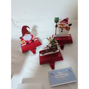 3 Pcs Christmas Stocking Holders for Mantle, Christmas Stocking Red Classic